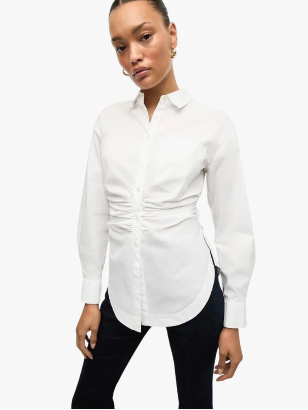 NEW Veronica Beard Bosco Ruched Shirt